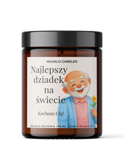 Świeca sojowa zapachowa Najlepszy Dziadek na świecie - 180 ml -MahaloCandles