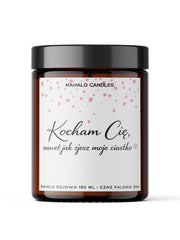 Świeca sojowa zapachowa KOCHAM CIĘ 180ml Handmade MahaloCandles