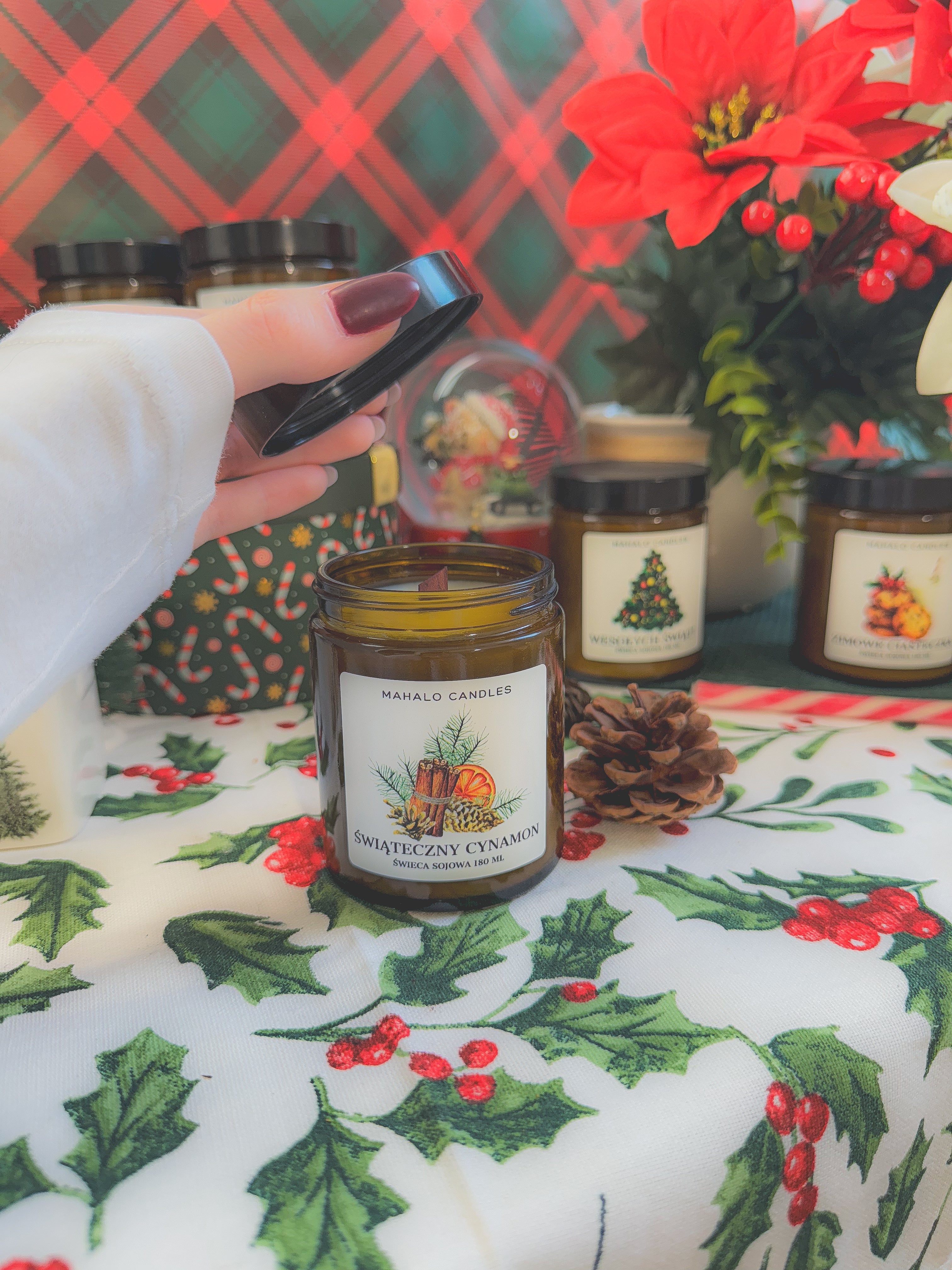 Świąteczny Cynamon – Świeca Sojowa 180 ml – MahaloCandles