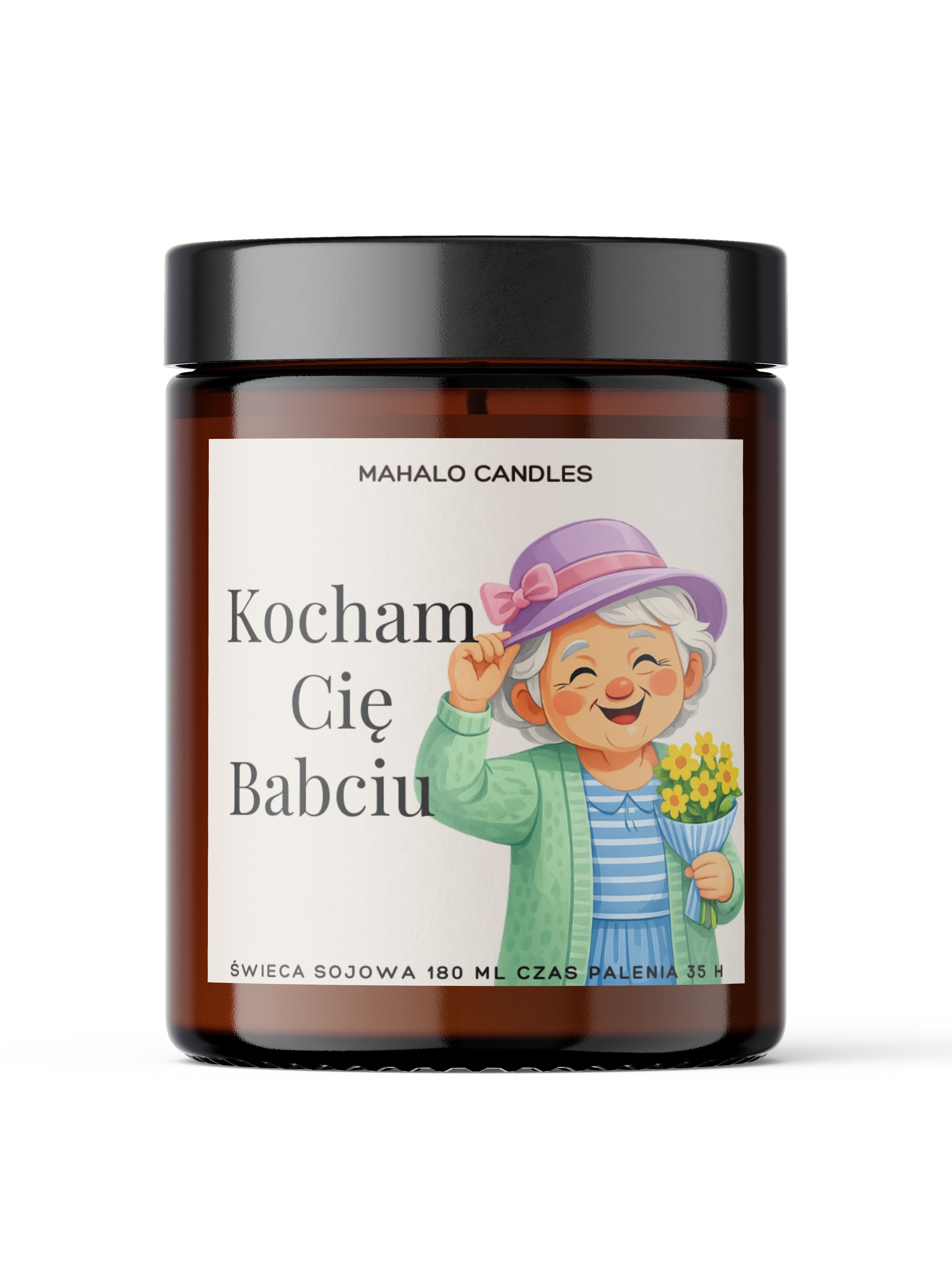 Świeca sojowa zapachowa Kocham Cię Babciu - 180ml - MahaloCandles